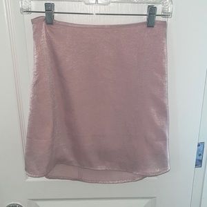 Pink satin mini skirt